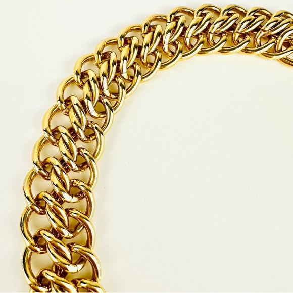 VTG 80s Monet Chunky Chain Link Blue Lapis Glass Gold Plated Collar Necklace - Picture 11 of 14